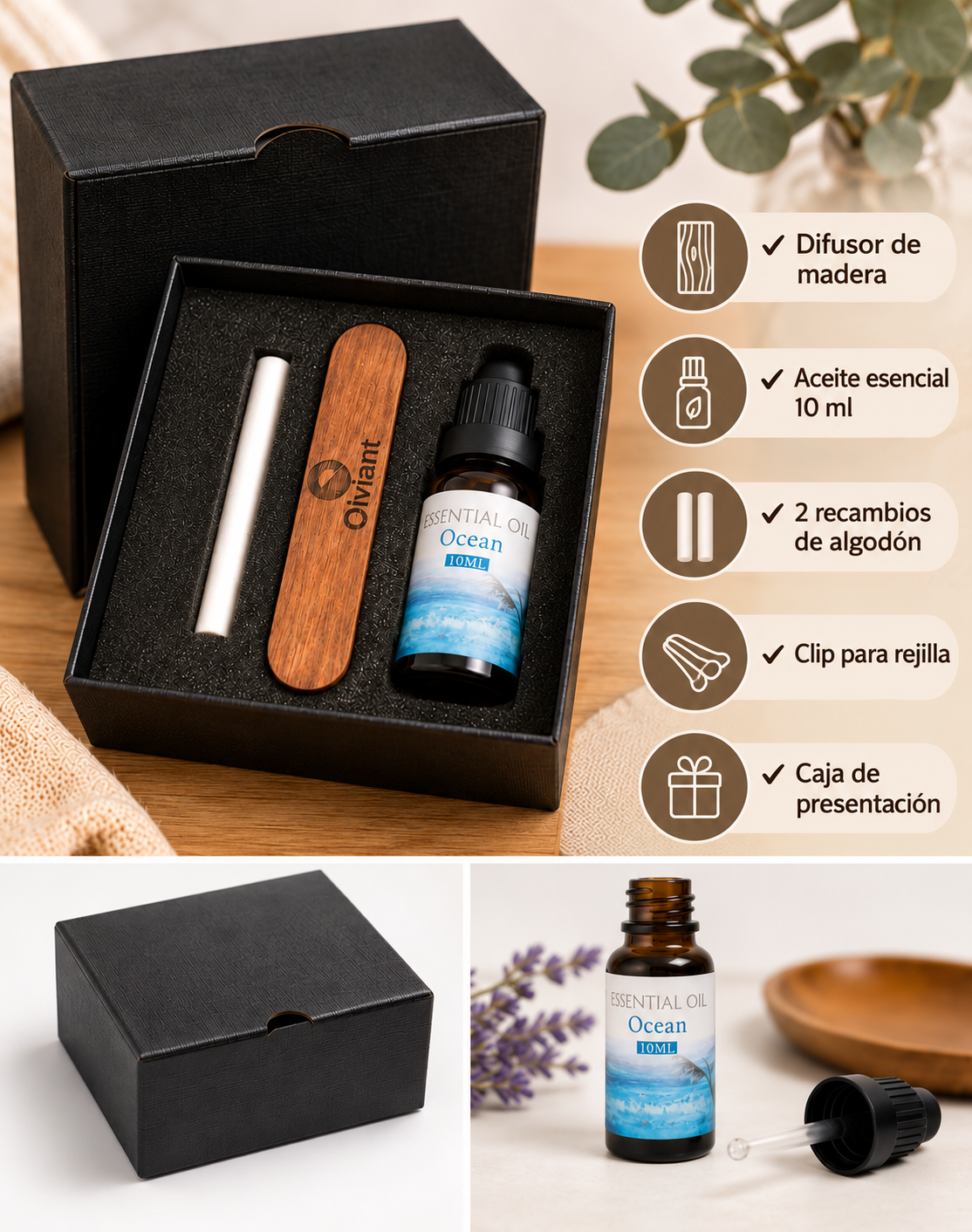 Ambientador para coche de Madera con aceite esencial - Imagen 5